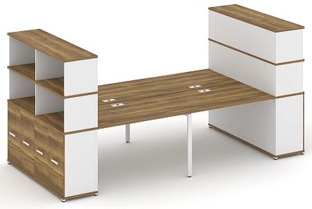 Рабочая станция с опорными распашными шкафоми с надставкой высокой CN.DRS-274 B/W