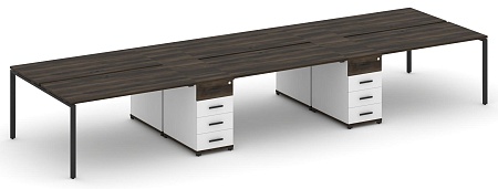 Рабочая станция на 6 мест с четыремя опорными тумбами CN.DRS-451 B/W