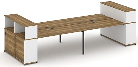 Рабочая станция с опорными шкафами купе с надставкой низкой CN.DRS-284 B/W