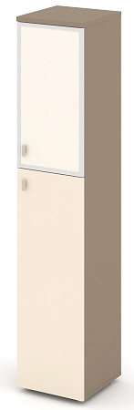 Шкаф высокий узкий правый (1 средний фасад ЛДСП + 1 низкий фасад стекло лакобель Satin в раме) ES.SU-1.7R(R) I/U