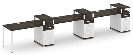 Рабочая станция на 3 места с тремя опорными тумбами CN.ORS-458 B/W