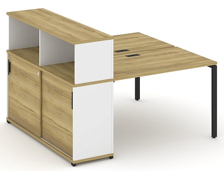 Рабочая станция с опорным шкафом купе с надставкой низкой CN.DRS-238 B/W