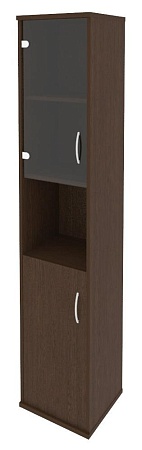 Шкаф высокий узкий левый (1 низкая дверь ЛДСП, 1 низкая дверь стекло) А.СУ-1.4 (L)