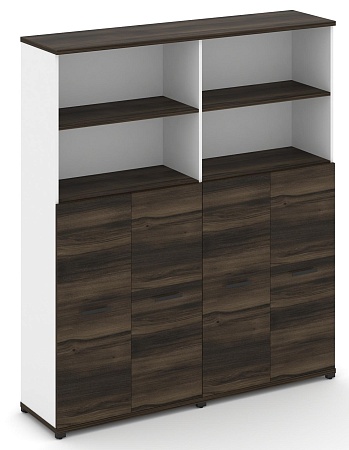 Шкаф две широкие секции, 5 ниш (4 фасада ЛДСП, 3 ниши) CN.STS-524 B/W