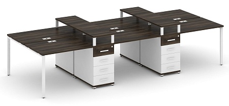 Рабочая станция на 6 мест с четыремя опорными тумбами CN.DRS-465 B/W