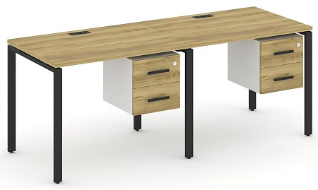 Рабочая станция односторонняя с подвесными тумбами на 2 места CN.ORS-113 B/W