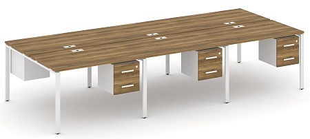 Рабочая станция двухсторонняя с подвесными тумбами на 6 мест CN.DRS-154 B/W