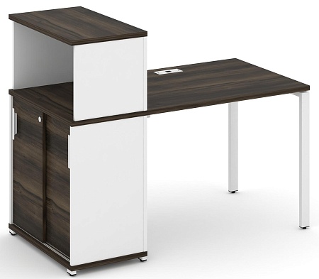 Стол рабочий с опорным шкафом купе с надставкой низкой CN.SP-237 B/W