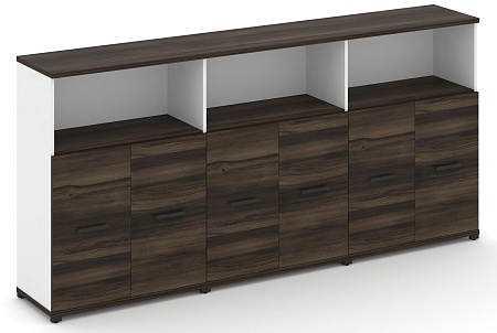 Шкаф три широкие секции, 3 ниши (6 фасадов ЛДСП, 2 ниши ) CN.STS-333 B/W