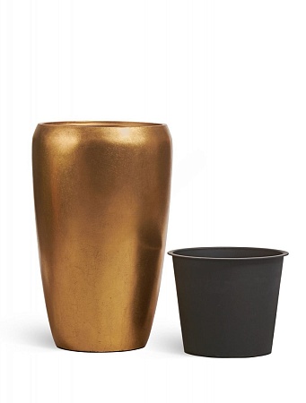 Кашпо TREEZ Effectory Metal Высокий округлый конус Сусальное золото в-68 см, д-43 см