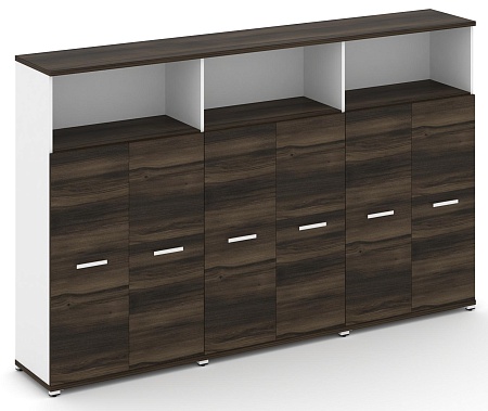 Шкаф три широкие секции, 4 ниши (6 фасадов ЛДСП, 3 ниши ) CN.STS-433 B/W