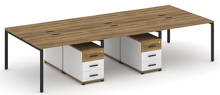 Рабочая станция на 6 мест с двумя двухсторонними опорными тумбами CN.DRS-342 B/W