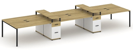 Рабочая станция на 6 мест с четыремя опорными тумбами CN.DRS-472 B/W