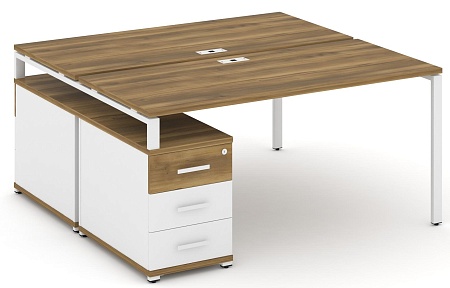 Рабочая станция на 2 места с двухсторонней опорной тумбой CN.DRS-304 B/W