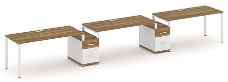 Рабочая станция на 3 места с двумя опорными тумбами CN.ORS-332 B/W