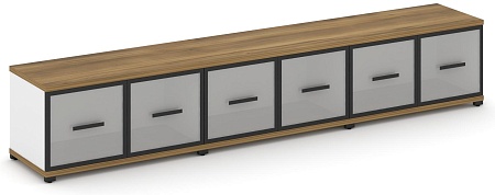 Шкаф три широкие секции, 1 ниша (6 фасадов стекло белое матовое в раме, 1 ниша) CN.STS-133 RM B/W