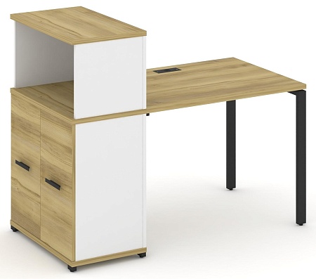 Стол рабочий с опорным распашным шкафом с надставкой низкой CN.SP-225 B/W