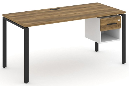 Стол рабочий с подвеснй тумбой одной открытой нишей и одним ящиком CN.SP-120 B/W