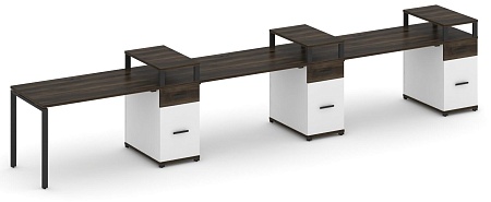Рабочая станция на 3 места с тремя опорными тумбами CN.ORS-462 B/W
