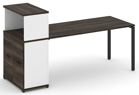 Стол рабочий с опорным распашным шкафом с надставкой низкой CN.SP-228 B/W
