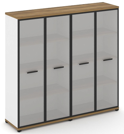 Шкаф две широкие секции, 4 ниши (4 фасада стекло белое матовое в раме, 4 ниши) CN.STS-426 RM B/W