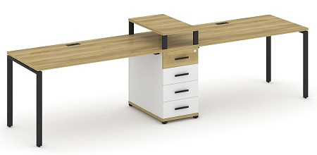 Рабочая станция на 2 места с одной опорной тумбой CN.ORS-419 B/W