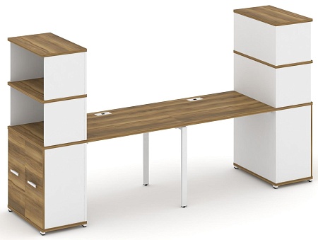 Рабочая станция с опорными распашными шкафами с надставкой высокой CN.ORS-229 B/W