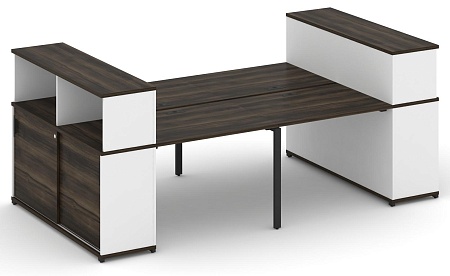 Рабочая станция с опорными шкафами купе с надставкой низкой CN.DRS-281 B/W