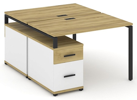 Рабочая станция на 2 места с двухсторонней опорной тумбой CN.DRS-306 B/W