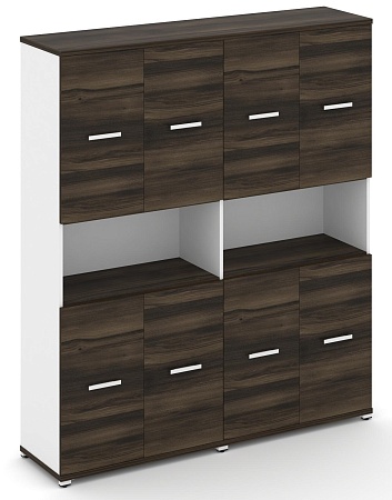 Шкаф две широкие секции, 5 ниш (4 фасада ЛДСП, 2 ниши + 4 фасада ЛДСП, 2 ниши) CN.STS-523 B/W