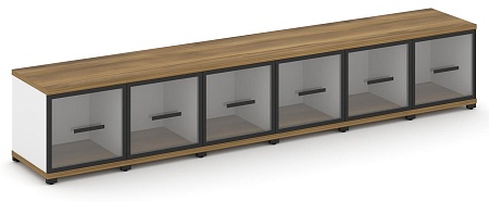 Шкаф шесть узких секций, 1 ниша (6 фасадов стекло прозрачное в раме, 1 ниша) CN.STU-163 RP B/W