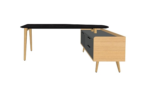 Стол рабочий эргономичный с опорной тумбой Rem-200.1R+ Rem-33R