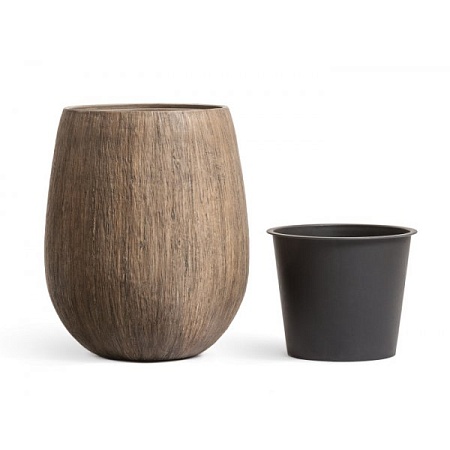 Кашпо TREEZ Effectory Wood Округлая чаша Светлый дуб в-39 см, д-32 см