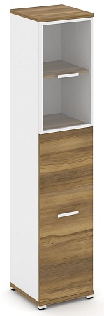 Шкаф одна узкая секция, 5 ниш ( фасад ЛДСП на 3 ниши + один фасад стекло прозрачное в раме, на 2 ниши) CN.STU-515 RP B/W