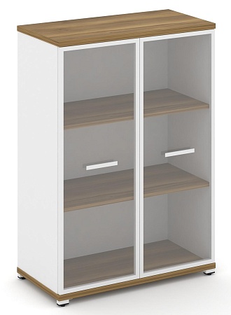 Шкаф две широкие секции, 3 ниши (2 фасада стекло прозрачное в раме, 3 ниши) CN.STS-316 RP B/W