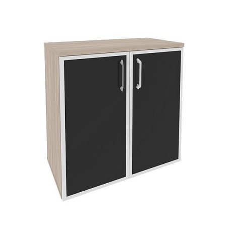 Шкаф низкий широкий (2 низких фасада стекло лакобель в раме) O.ST-3.2Rblack