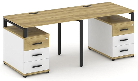 Рабочая станция на 2 места с двумя опорными тумбами CN.ORS-317 B/W