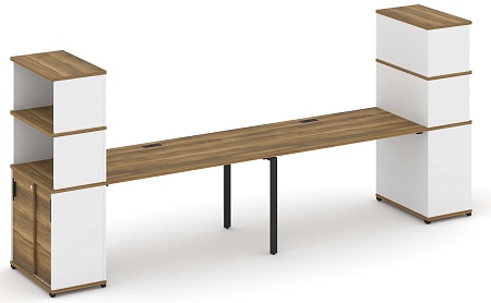 Рабочая станция с опорными шкафом купе с надставкой высокой CN.ORS-243 B/W