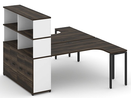 Рабочая станция с опорным распашным шкафом с надставкой высокой CN.DSA-216 B/W