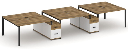 Рабочая станция на 6 мест с двумя двухсторонними опорными тумбами CN.DRS-339 B/W