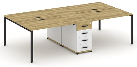 Рабочая станция на 4 места с двумя опорными тумбами CN.DRS-418 B/W