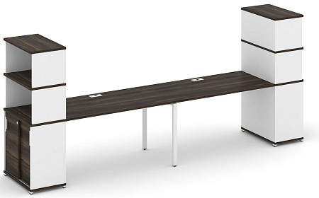 Рабочая станция с опорными шкафом купе с надставкой высокой CN.ORS-243 B/W