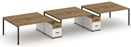 Рабочая станция на 6 мест с двумя двухсторонними опорными тумбами CN.DRS-340 B/W