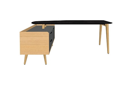 Стол рабочий эргономичный с опорной тумбой Rem-200.1L+ Rem-33L