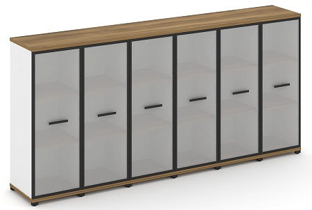 Шкаф шесть узких секций, 3 ниши (6 фасадов стекло белое матовое в раме, 3 ниши) CN.STU-366 RM B/W