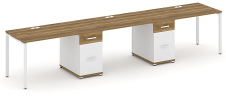 Рабочая станция на 3 места с двумя опорными тумбами CN.ORS-437 B/W