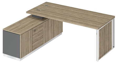 Стол руководителя на опорной тумбе с декоративной вставкой левый БР 108L