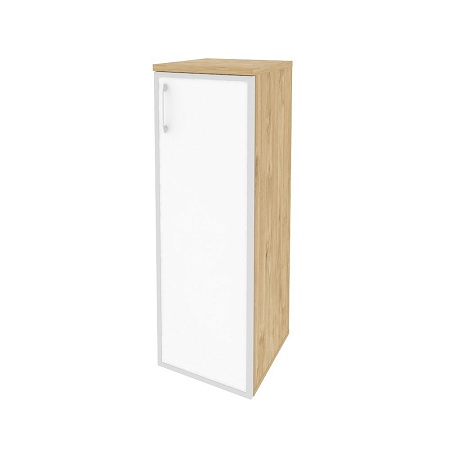 Шкаф средний узкий правый (1 средний фасад стекло лакобель в раме) O.SU-2.4R(R)white