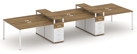 Рабочая станция на 6 мест с четыремя опорными тумбами CN.DRS-467 B/W
