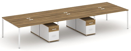 Рабочая станция на 6 мест с двумя двухсторонними опорными тумбами CN.DRS-348 B/W